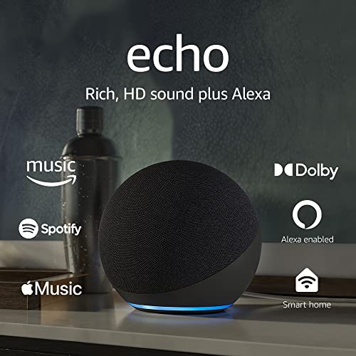 Echo (4th Gen) | With premium sound, smart home hub, and Alexa | Charcoal