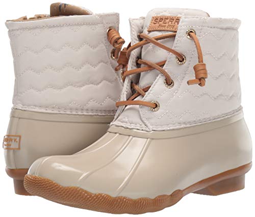 Sperry Womens Saltwater Chevron Quilt Nylon Boots, Ivory, 8