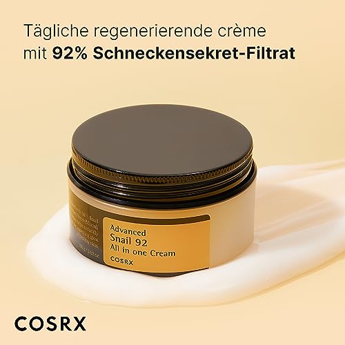 COSRX Snail Mucin 92% Moisturizer 3.52oz/ 100g, Daily Repair Face Gel Cream for Dry, Sensitive Skin, Not Tested on Animals, No Parabens, No Sulfates, No Phthalates, Korean Skincare