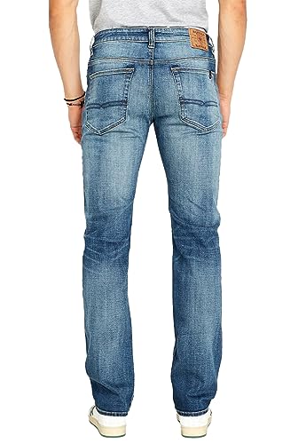 Buffalo David Bitton Men's Relaxed Straight Driven Jeans, Authentic and Sanded Indigo, 34W x 34L