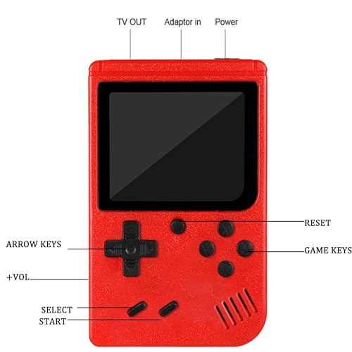 EZGHAR TinyTendo - Tiny Tendo 400 Games, Tinytendo Handheld Console, Portable Retro Video Game Console with Game Controller, GameTendo 400 in 1 Game Console, Support 2 Players Play on TV (Red)