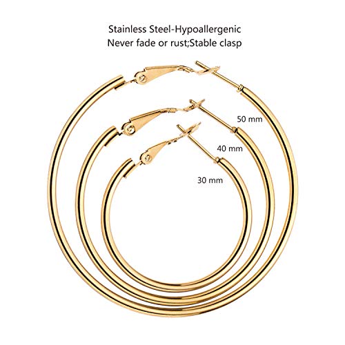 6 Pairs Stainless Steel gold silver Plated Hoop Earrings for Women Girls, Hypoallergenic Hoops Women's Earrings Loop Earrings Set