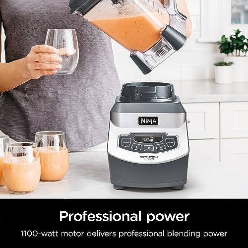 Ninja BL660 Professional Compact Smoothie & Food Processing Blender, 1100-Watts, 3 Functions -for Frozen Drinks, Smoothies, Sauces, & More, 72-oz.* Pitcher, (2) 16-oz. To-Go Cups & Spout Lids, Gray