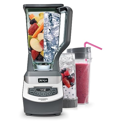 Ninja BL660 Professional Compact Smoothie & Food Processing Blender, 1100-Watts, 3 Functions -for Frozen Drinks, Smoothies, Sauces, & More, 72-oz.* Pitcher, (2) 16-oz. To-Go Cups & Spout Lids, Gray