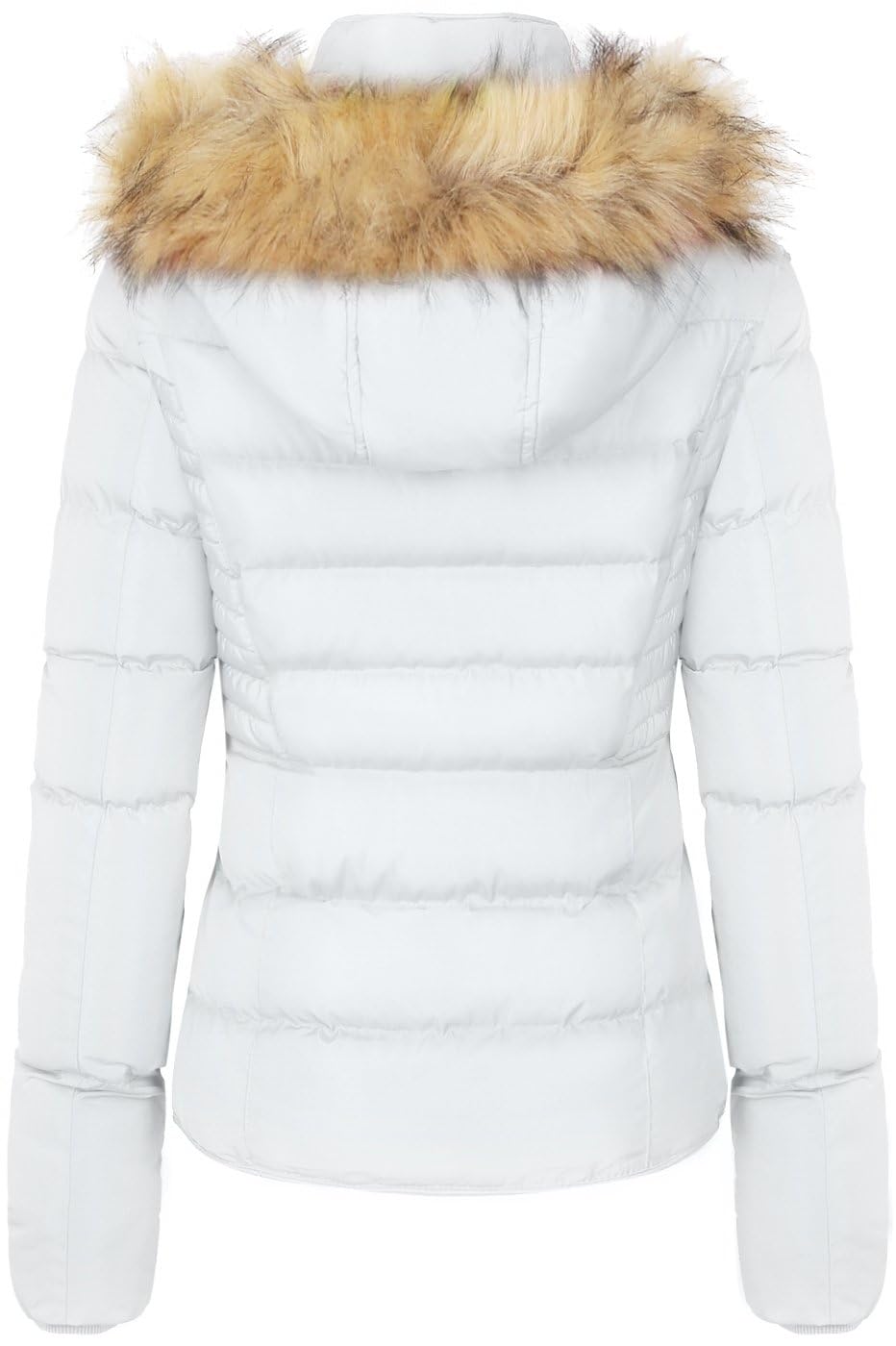 BodiLove Women's Warm Winter Everyday Wear Outdoor Winter Quilted Puffer Short Coat Jacket Plus Sizewith Removable Faux Fur Hood and Zipper White 2X