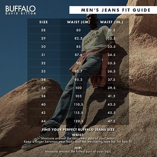 Buffalo David Bitton Men's Relaxed Straight Driven Jeans, Authentic and Sanded Indigo, 34W x 34L