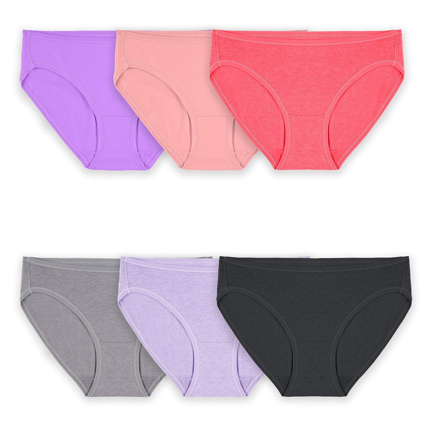 Fruit of the Loom Women's 360 Stretch Cotton Underwear, Available in Plus Sizes, 6-Pack Bikini - Colors Vary